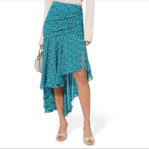 Veronica Beard Blue Sevilla Floral Print Asymmetrical Skirt in Blue